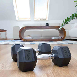 Neo 2x Cast Iron Rubber Hexagonal Dumbbells 12.5kg