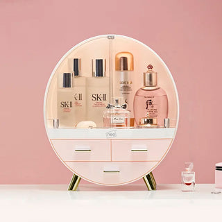 Neo Pink 2 Drawer Round Cosmetic Organiser