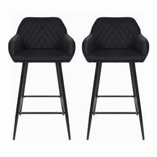 Black Crushed Velvet Bar Stools