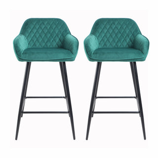 Cannes Green Crushed Velvet Bar Stool