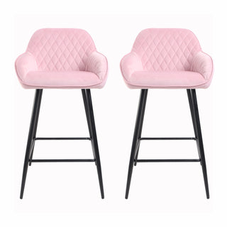 Annecy Pink Crushed Velvet Bar Stool