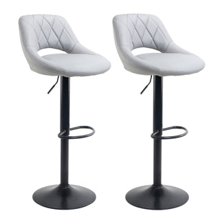 Neo Bar Stool Grey Faux Leather Black Steel Base Set of Two