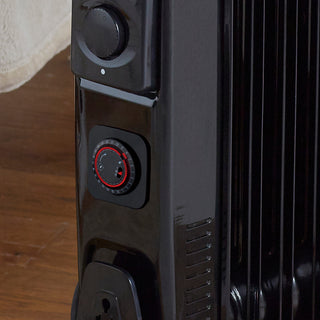 Neo 2500W 11 Fin Electric Oil Filled Radiator With Timer - Black