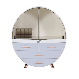 Neo Off White 3 Drawer Round Cosmetic Organiser