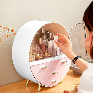 Neo Pink 3 Drawer Round Cosmetic Organiser