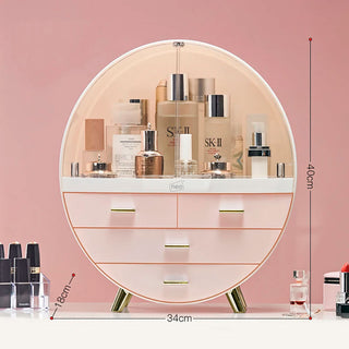 Neo Pink 3 Drawer Round Cosmetic Organiser