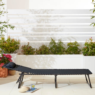 Two Neo Black Outdoor Folding Garden Sun Lounger