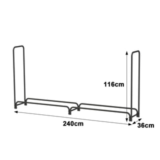 Neo 240cm Outdoor Metal Log Holder Storage Rack with Cover