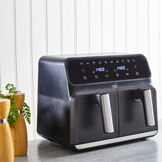 Neo Electric Digital Air Fryer 8.5L with Dual Drawer Black & Silver