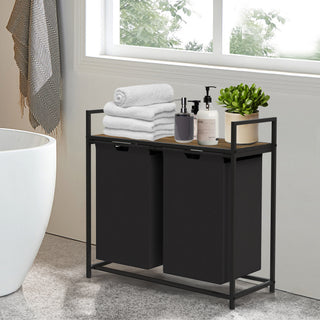 Neo Black Laundry Basket Hamper With Shelf