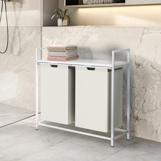 Neo White Laundry Basket Hamper With Shelf