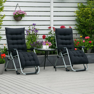 Neo Black Zero Gravity Sun Lounger With Padded Cushions Set of Two