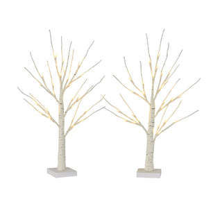 Neo Set of 2 LED Pre Lit Twig Tree Lights 60cm Birch Tree Lamp Warm White Lights Battery Operated Decorative Centrepiece Flexible Branches Christmas Wedding Bedroom Home Decor