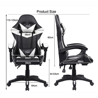 Neo Gaming Chair Grey & Black PU Leather with Footrest