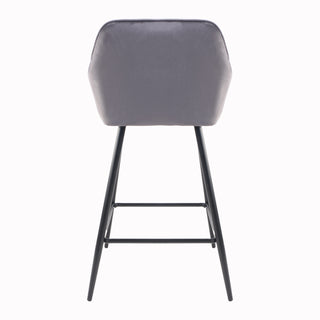 Èze Grey Crushed Velvet Bar Stool