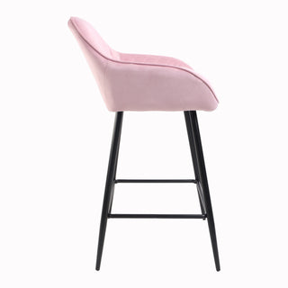 Annecy Pink Crushed Velvet Bar Stool