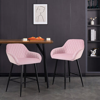 Annecy Pink Crushed Velvet Bar Stool