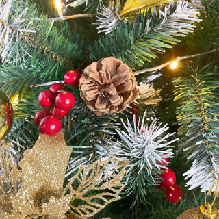 Neo Christmas Tree Artificial 7-Foot Flocked Pine Cone Red Berries