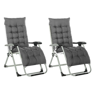 Neo Dark Grey Zero Gravity Sun Lounger With Padded Cushions Set of Two