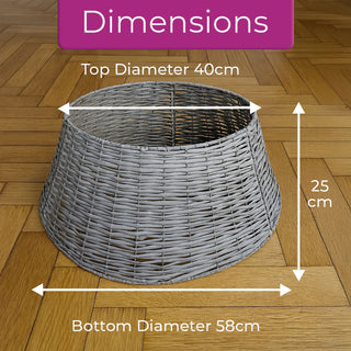 Neo Grey Willow Christmas Tree Skirt Natural Rustic Handwoven Half Split Willow Base Cover Hider Collar
