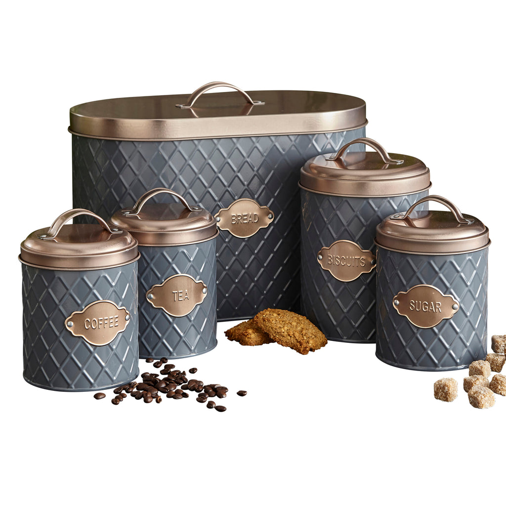 Neo Grey Embossed Piece Kitchen Canister Set – Neo Direct