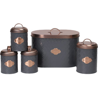 Neo Grey Embossed 5 Piece Kitchen Canister Set