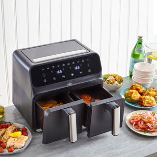 Neo Electric Digital Air Fryer 8.5L with Dual Drawer Black & Silver
