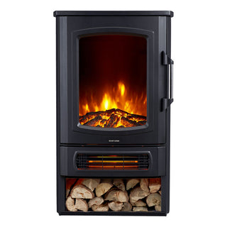 Neo Electric Heater Black with Realistic Flame & Log Store 1000W / 2000W