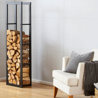 Neo Tall Indoor Black Firewood Log Rack