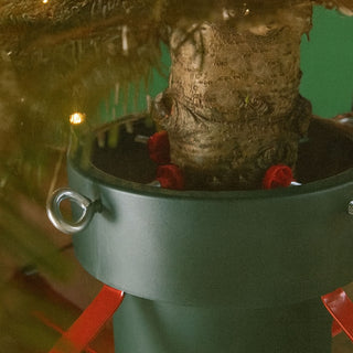 Neo Green And Red Christmas Tree Stand for Real Trees up to 8ft Extra Large Heavy Duty Metal Base with 4 Screws 3.3L Water Reservoir Tank Secure Stylish Festive Stable Design