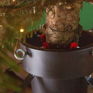 Neo Black Christmas Tree Stand for Real Trees up to 8ft Extra Large Heavy Duty Metal Base with 4 Screws 3.3L Water Reservoir Tank Secure Stylish Festive Stable Design