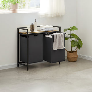 Neo Black Laundry Basket Hamper With Shelf