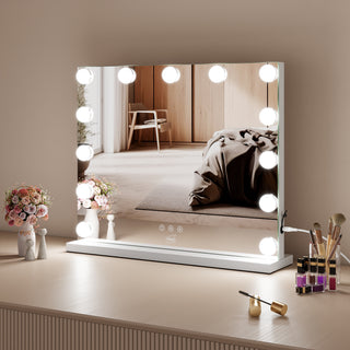 Neo Hollywood Vanity Touch Wall Mounted and Freestanding Mirror with 13 LED Bulbs