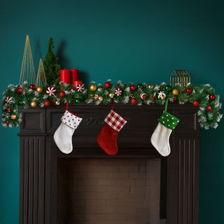 Neo Garland Wreath Candy Cane Baubles Garland Festive Foliage PVC Christmas Decoration