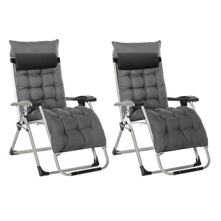 Neo Dark Grey Zero Gravity Sun Lounger With Padded Cushions Set of Two