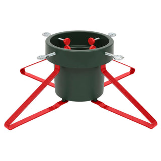 Neo Green And Red Christmas Tree Stand for Real Trees up to 8ft Extra Large Heavy Duty Metal Base with 4 Screws 3.3L Water Reservoir Tank Secure Stylish Festive Stable Design
