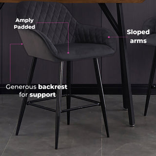 Black Crushed Velvet Bar Stools