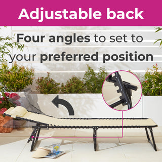 Neo Pair of Cream Outdoor Garden Folding Sun Loungers