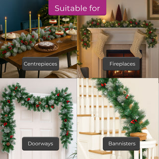 Neo Artificial Green Christmas Garland Lush Evergreen Holiday Decoration Reusable Festive Wreath Trim for Mantel, Staircase & Outdoor Use
