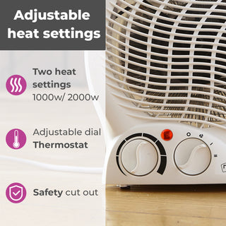 Neo White Portable Heater Electric Fan 2000W