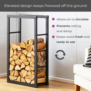 Neo Wide Indoor Black Firewood Log Rack