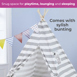 Neo Grey Striped Canvas Kids Indian Tent TeePee
