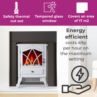 Neo Electric Fire Heater Realistic Flame Effect - White