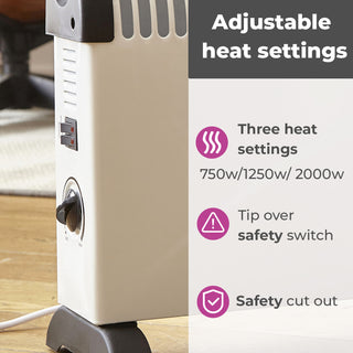 Neo Free Standing Radiator Convector Heater - 3 Heat Settings