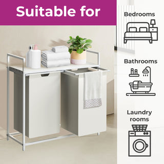 Neo White Laundry Basket Hamper With Shelf