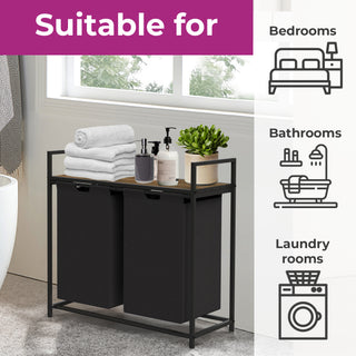 Neo Black Laundry Basket Hamper With Shelf