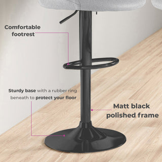 Neo Bar Stool Grey Faux Leather Black Steel Base Set of Two