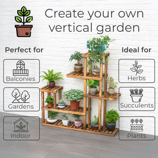 Neo 6 Tier Wooden Indoor Outdoor Shelf Plant Stand Display Rack