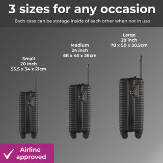 Neo Navy Blue 3 Piece Hard Shell Luggage Suitcase Set