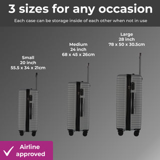 Neo Titanium 3 Piece Hard Shell Luggage Suitcase Set